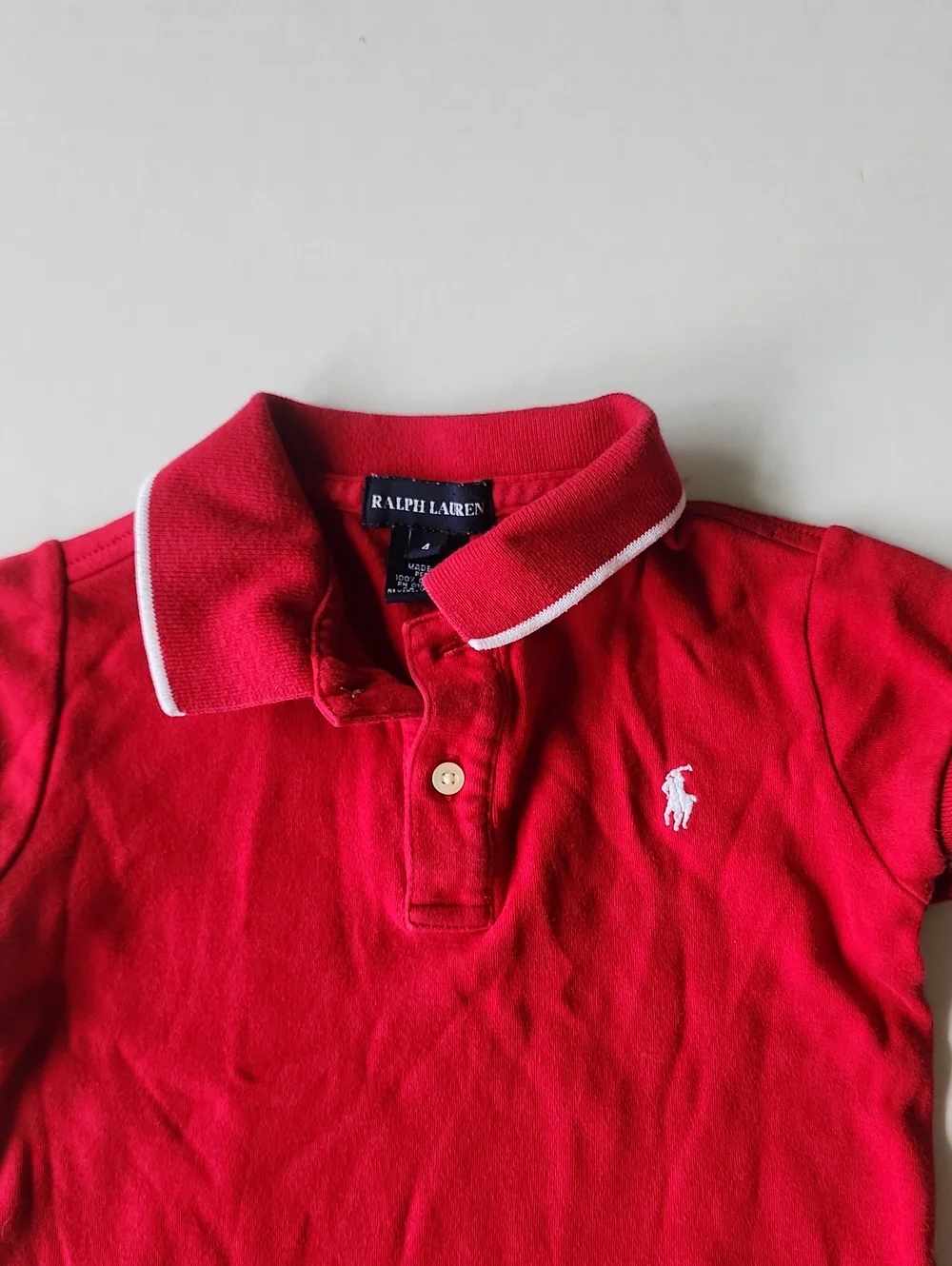 Ralph Lauren Red Girls Polo Dress with White Trim